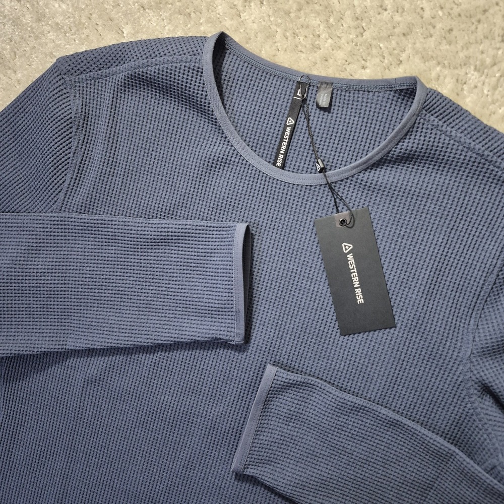 Western Rise Venture Shirt Blue Mens Large Waffle Knit Performance Outdoor New